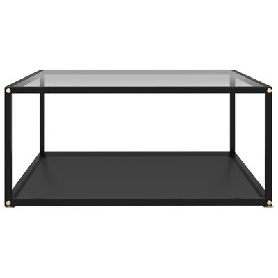 vidaXL Coffee Table Transparent and Black 31.5"x31.5"x13.8" Tempered Glass