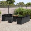 vidaXL Garden Sofa Set Height-Adjustable 10 pcs Black Poly Rattan