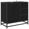 vidaXL Bathroom Cabinet with Drawer Black Oak 25.59 x 12.99 x 23.62 in