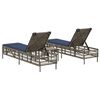 vidaXL Patio Sun Lounger Grey PE rattan, Powder-coated steel Standard