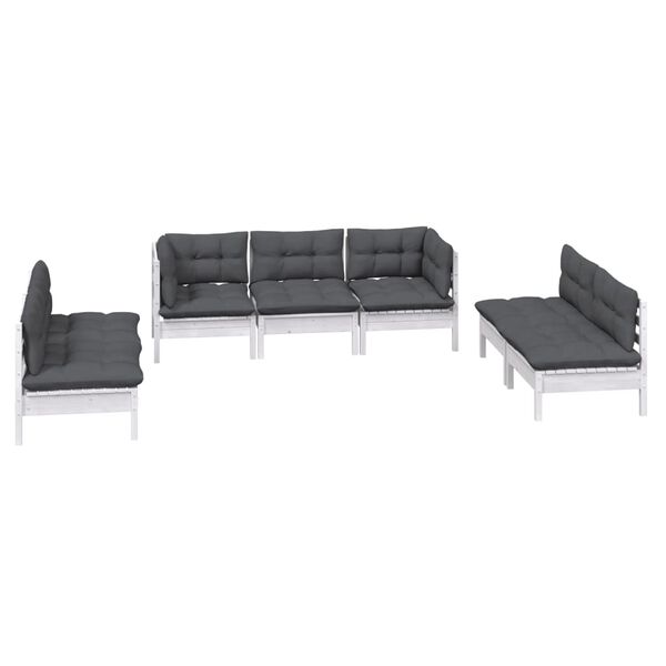 vidaXL Garden Lounge Set White and Anthracite