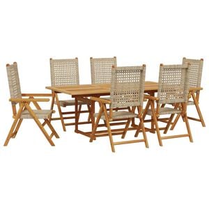 vidaXL Garden Dining Set Beige Solid Acacia wood, PE rattan Medium