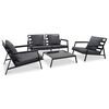 vidaXL Garden Sofa Dark Grey Powder-coated aluminum, polyester fabric, glass