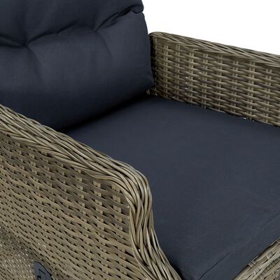 vidaXL 2 Piece Patio Lounge Set with Cushions Poly Rattan Brown