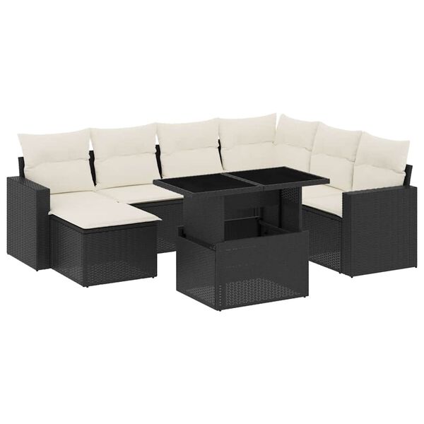 vidaXL Garden Sofa Set Black, Cream White