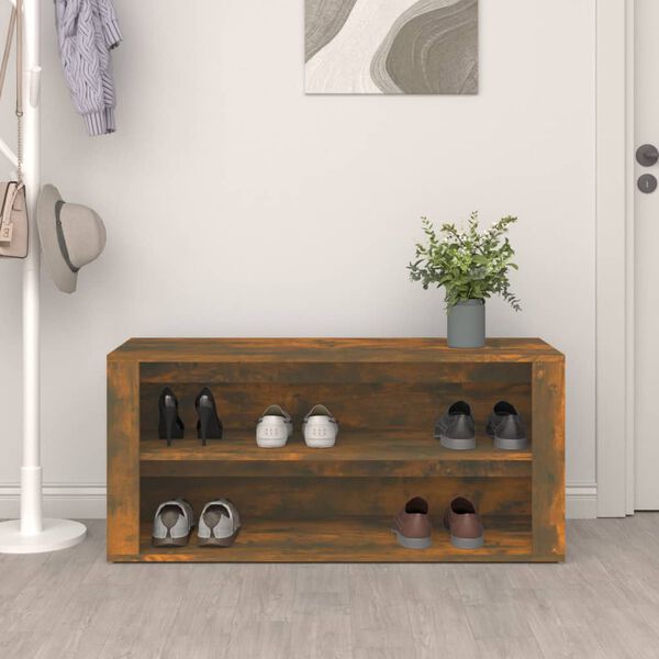 vidaXL Shoe Rack Smoked Oak Engineered Wood Medium Shoe Rack