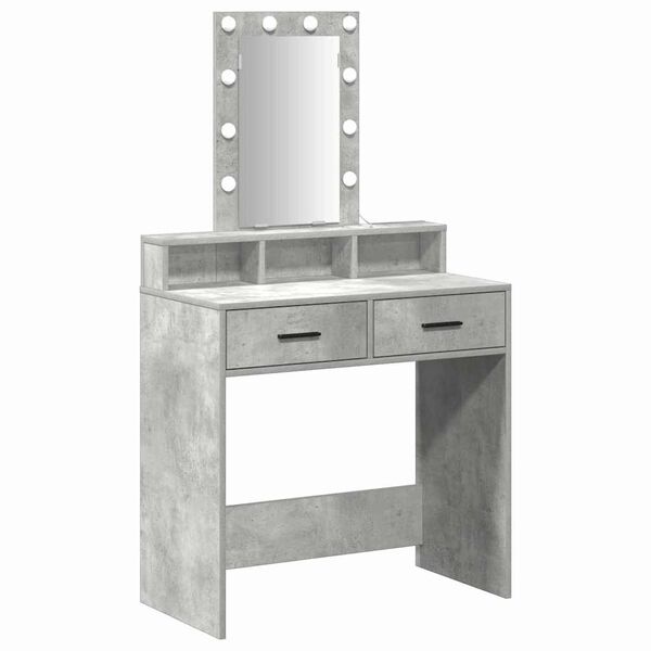 vidaXL Dressing Table Grey 31.10 x 16.14 x 55.12 in Engineered Wood