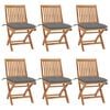 vidaXL Garden Chair Set of 6 Teak wood Medium Foldable Garden Chair