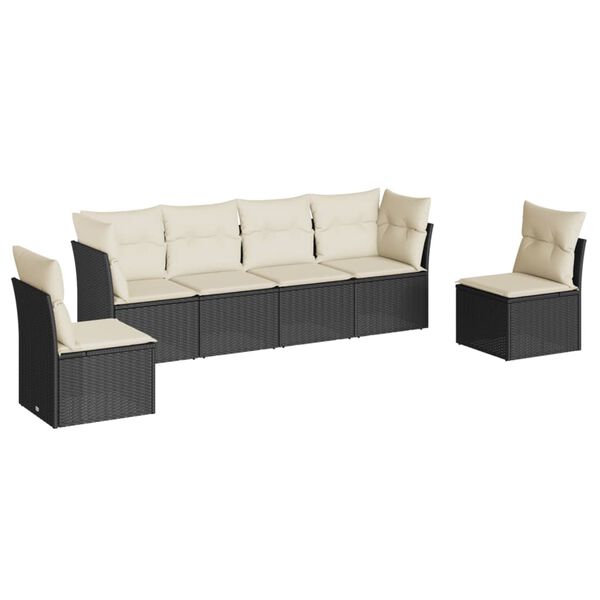 vidaXL Garden Sofa Set Black, Cream White