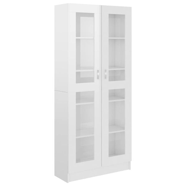 vidaXL Vitrine Cabinet High gloss white Engineered wood, glass Large