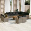 vidaXL Garden Sofa Set Grey PE rattan Large Modular Garden Sofa Set