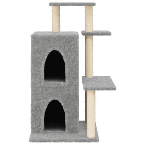 vidaXL Cat Tree Light Grey Engineered Wood, Plush, Sisal Cat Tree