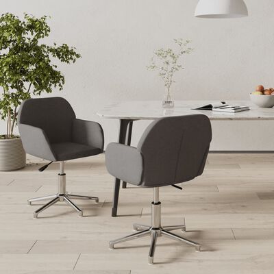 vidaXL Swivel Dining Chairs 2 pcs Dark Gray Fabric