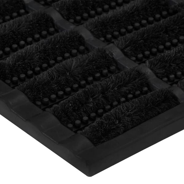 vidaXL Door Mat Black Rubber and Coir 18 x 30 in Rollable Door Mat