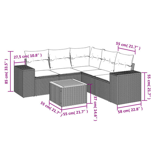 vidaXL Garden Sofa Set Black PE rattan Standard Garden Sofa Set Square