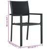 vidaXL Garden Chair Set of 4 Black Plastic, Steel Standard Lightweight