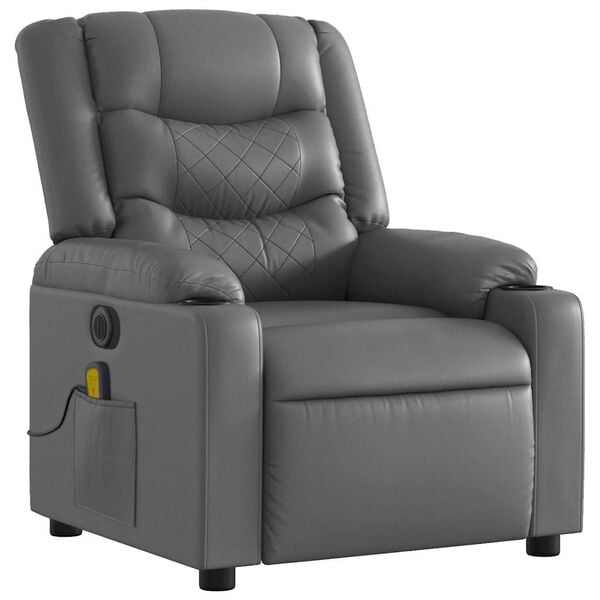 vidaXL Electric Massage Recliner Chair Gray Faux Leather