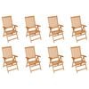 vidaXL Garden Chair Set of 8 Anthracite Teak Wood Standard Foldable