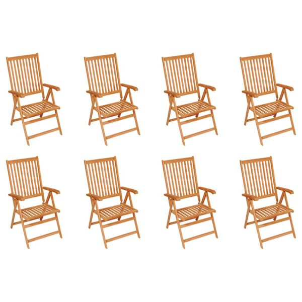 vidaXL Garden Chair Set of 8 Anthracite Teak Wood Standard Foldable