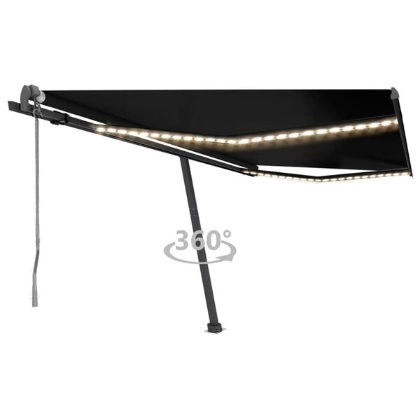 vidaXL Retractable Awning Anthracite Powder-coated aluminum