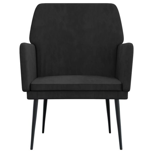 vidaXL Armchair Black Velvet, Metal, Plywood Standard Ergonomic