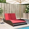 vidaXL Sun Lounger with Cushions Brown 44.9x80.7x28.7" Poly Rattan