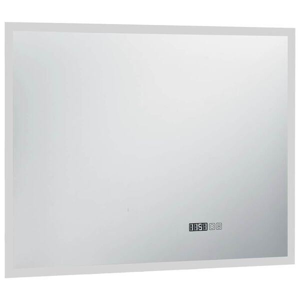 vidaXL Bathroom Mirror Silver Glass, Aluminum 31.5 x 23.6 in Lights