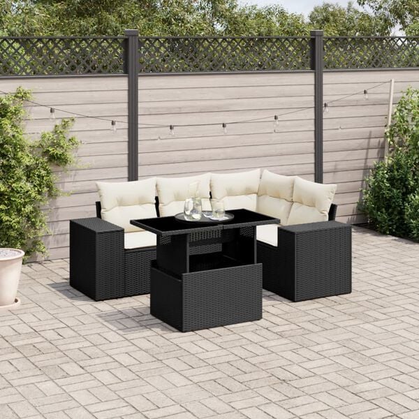 vidaXL Garden Sofa Set Black, Cream