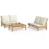 vidaXL Garden Lounge Set Cream White, Natural Bamboo, Polyester Modular