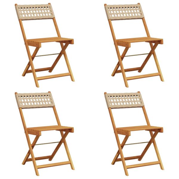 vidaXL Garden Chair Set of 4 Beige Solid acacia wood, PE rattan One Size