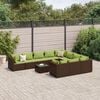 vidaXL Patio Sofa Set Brown PE Rattan Large Adjustable Feet