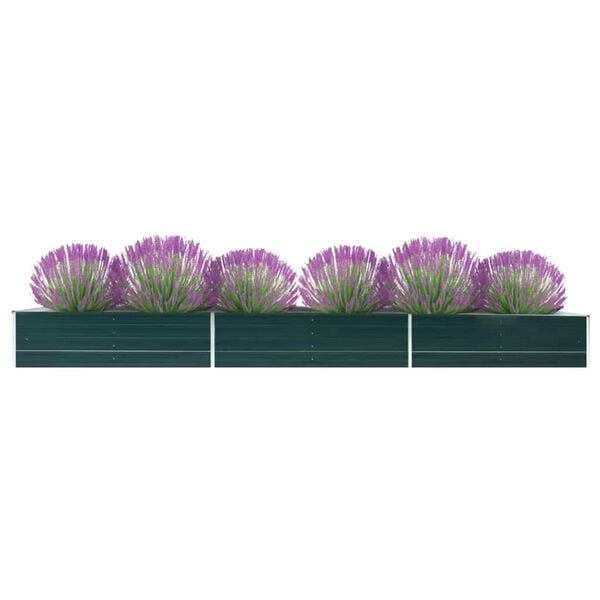 vidaXL Raised Bed Green Galvanized Steel 189.0 x 31.5 x 17.7 in Durable
