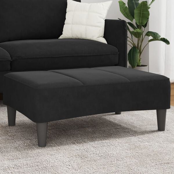 vidaXL Footstool Black Velvet (100% polyester), plywood, plastic Medium