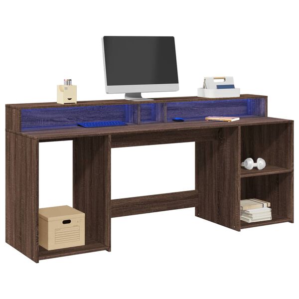 vidaXL Desk Brown oak Engineered wood Large Computer Desk Rectangular