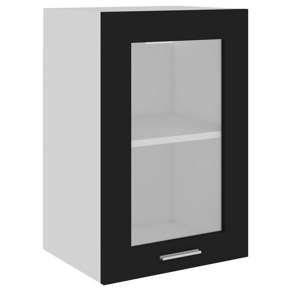 vidaXL Hanging Glass Cabinet Black Engineered wood, glass