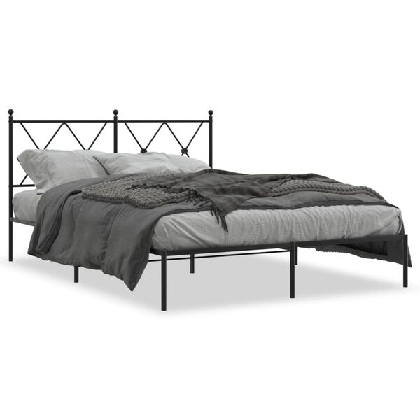 vidaXL Bed Frame Black Powder-coated steel Double Bed Bed Frame