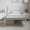 vidaXL Metal Bed Frame White Powder-Coated Steel Twin Bed Frame
