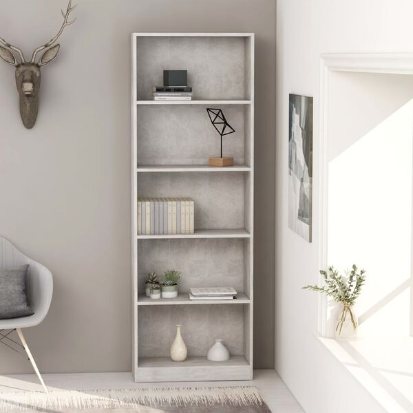vidaXL Book Cabinet Concrete Grey Engineered Wood Tall Book Cabinet