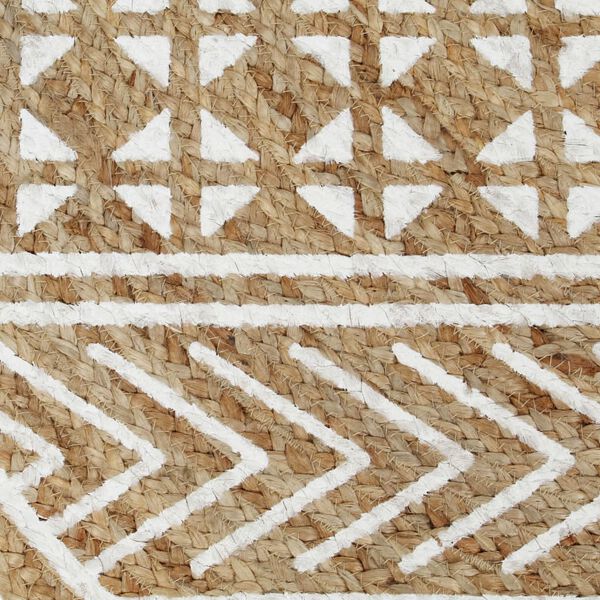 vidaXL Area Rug Natural and White Braided Jute 47.2 in diameter Pattern