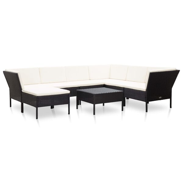 vidaXL Garden Lounge Set Black Poly Rattan Large Modular