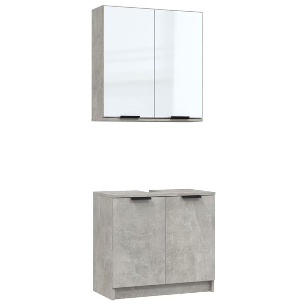 vidaXL Bathroom Furniture Set Concrete Grey Engineered wood Standard