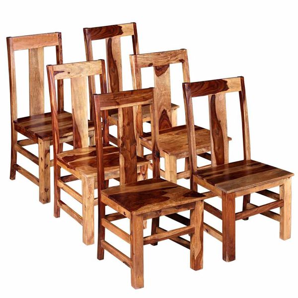 vidaXL Dining Chair Set of 6 Honey Matte Solid Acacia Wood Standard