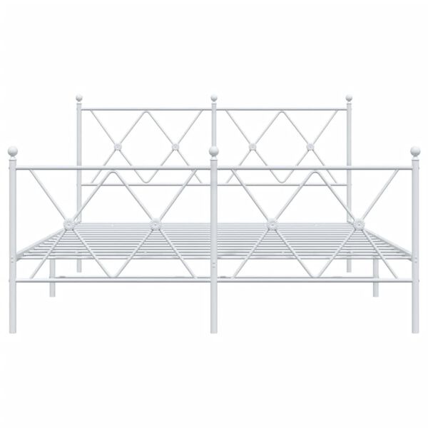vidaXL Bed Frame White Steel Double Bed Frame Rectangular