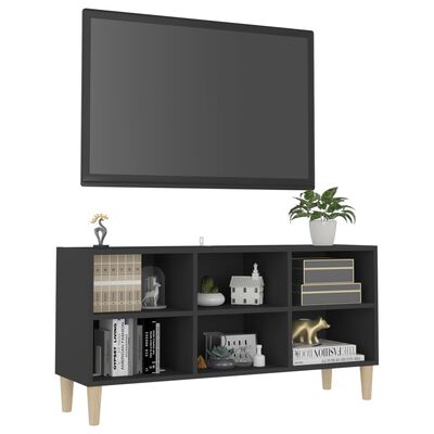vidaXL TV Stand with Solid Wood Legs Gray 40.7"x11.8"x19.7"