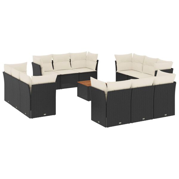 vidaXL Garden Sofa Set Black and Cream