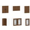 vidaXL Kitchen Cabinet Set Brown Oak Engineered wood and glass Large