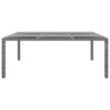 vidaXL Garden Table Grey Poly Rattan, Powder-Coated Steel, Tempered Glass