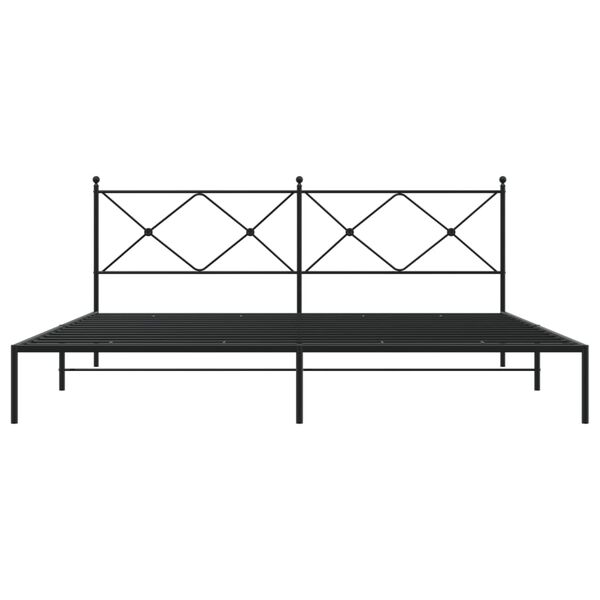 vidaXL Bed Frame Black Powder-Coated Steel Double Bed Frame