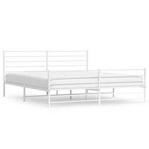 vidaXL Bed Frame White Steel 76 x 80 in Extra Long Bed Frame