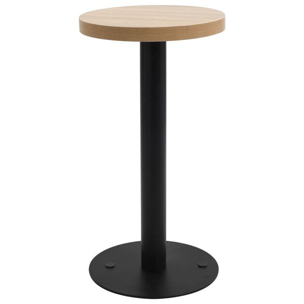vidaXL Bistro Table Light Brown, Black MDF, Steel 15.7 in diameter